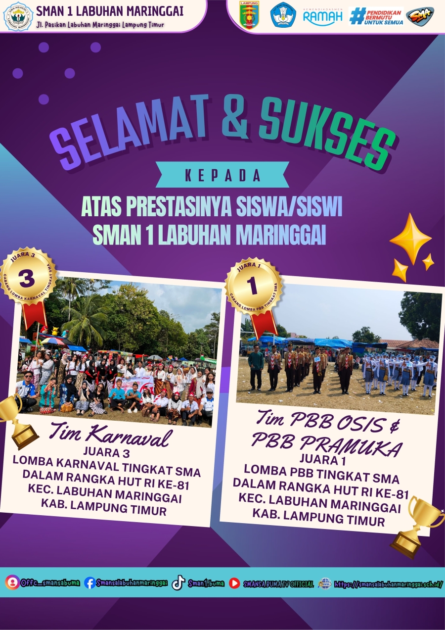 Tim PBB &amp; Peserta Karnaval SMAN 1 Labuhan Maringgai Mendapatkan Juara Pada HUT RI ke-81 Di Kecamatan Labuhan Maringgai